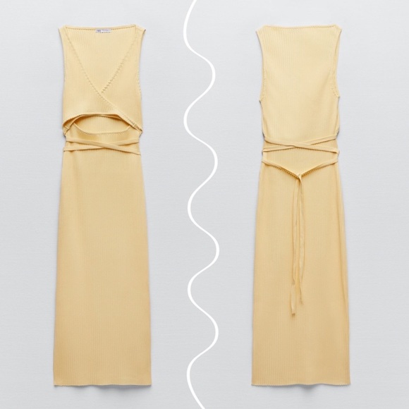 Zara Cut Out Yellow Dress - Picture 2 of 6